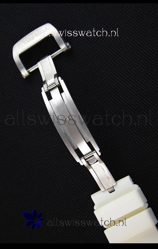 IMG_9081 Richard Mille RM35-01 One Piece Red Forged Carbon Case in White Strap Replica 8
