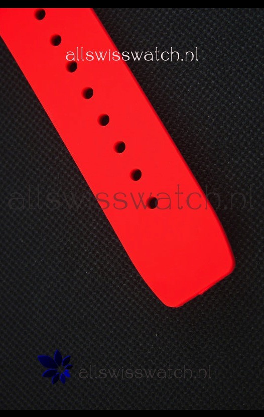IMG_9081 Richard Mille RM011-03 One Piece Black Forged Carbon Case in Red Strap Replica 8