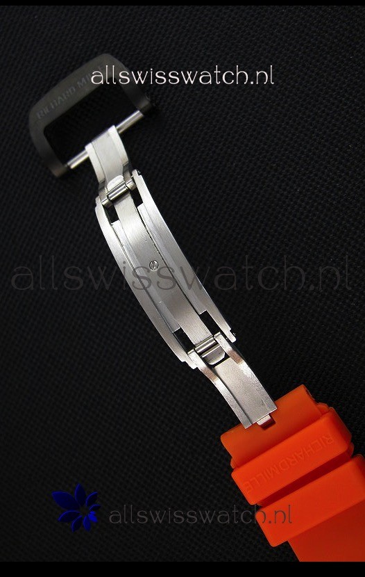 IMG_9081 Richard Mille RM35-01 One Piece Red Forged Carbon Case in Orange Strap Replica 8