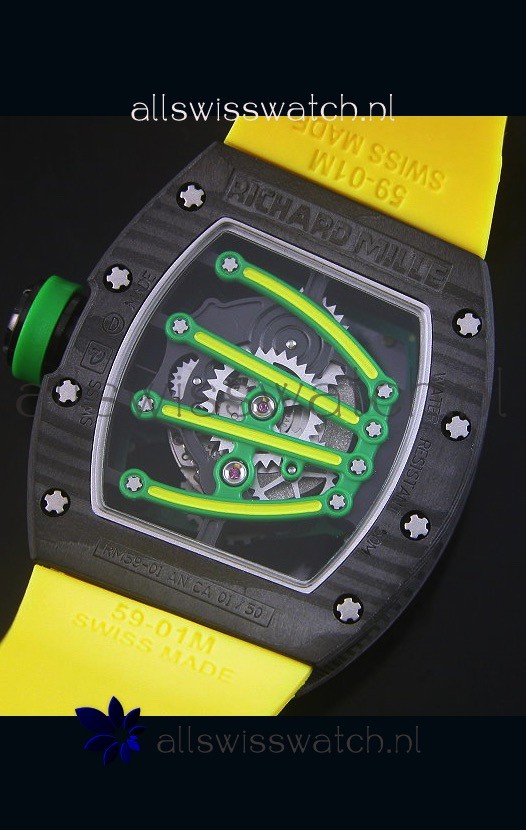 IMG_9081 Richard Mille RM059 Yohan Blake Forged Carbon Casein Yellow Bezel Replica 8