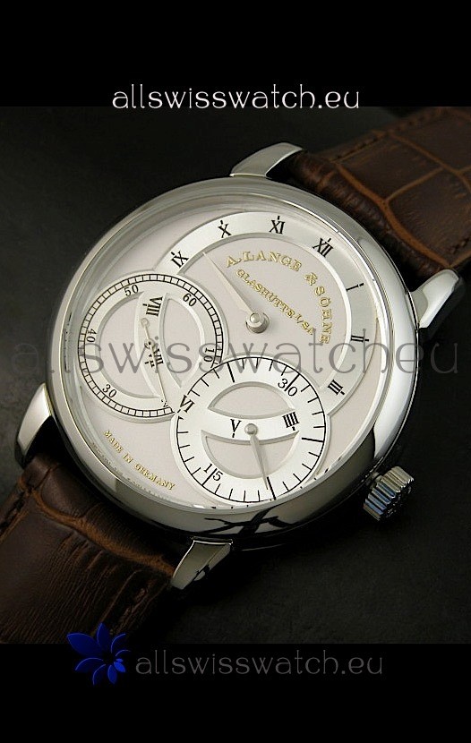IMG_9081 Alange Sohne Dual Sub Dials Brown Strap Replica 8