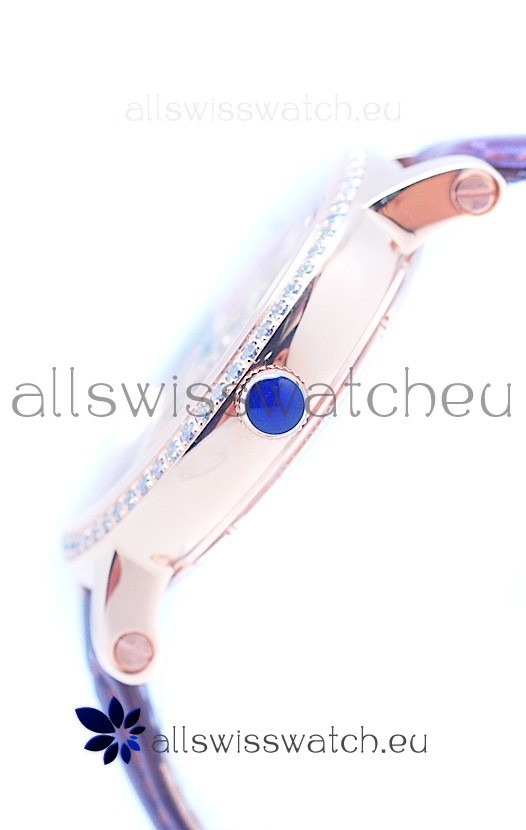 IMG_9081 Ronde De Cartier Skeleton Rose Gold in Diamond Bezel Replica 8