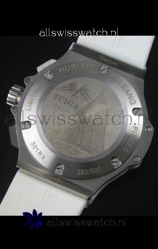 IMG_9081 Hublot Big Bang Rose Stainless Steel Quartz Movement in White Strap Replica 8