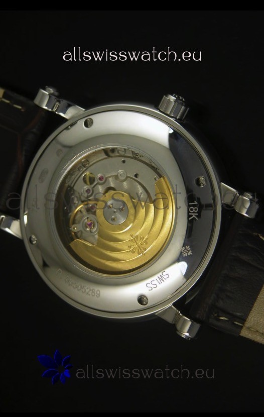 IMG_9081 Patek Philippe Calatrava Stainless Steel Diamonds Hour Markers Replica 8