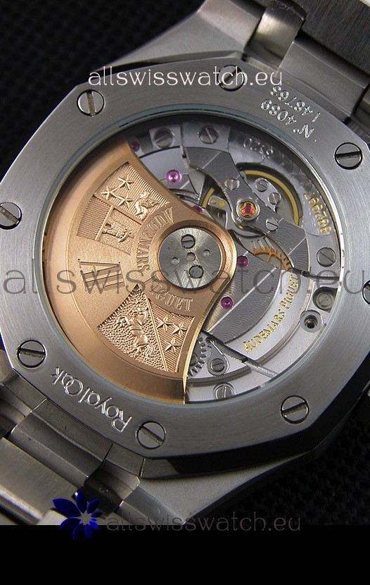 IMG_9081 Audemars Piguet Royal Oak Frosted Self-Winding White Gold Black Dial 1:1 Mirror Replica 8