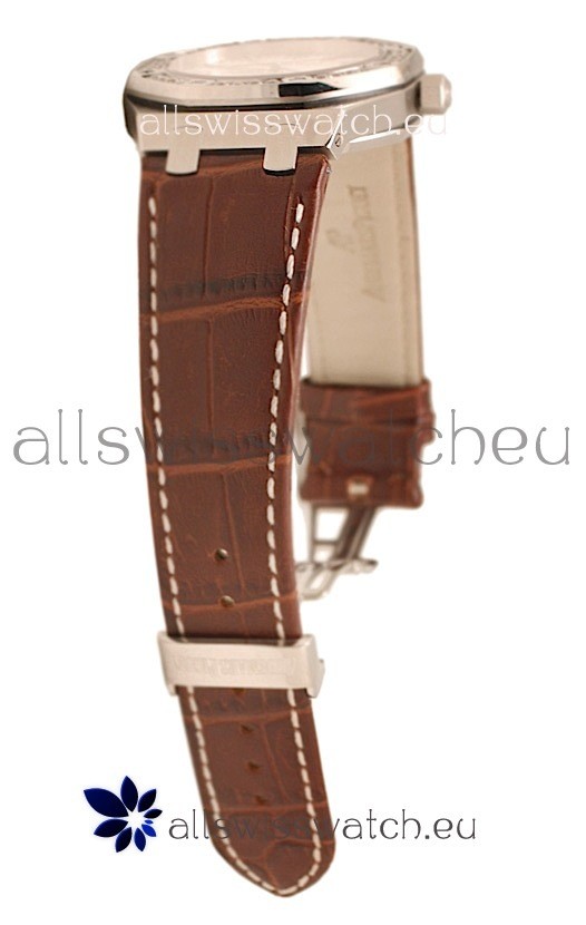 Audemars Piguet Royal Oak Steel in Brown Leather Strap Replica 8