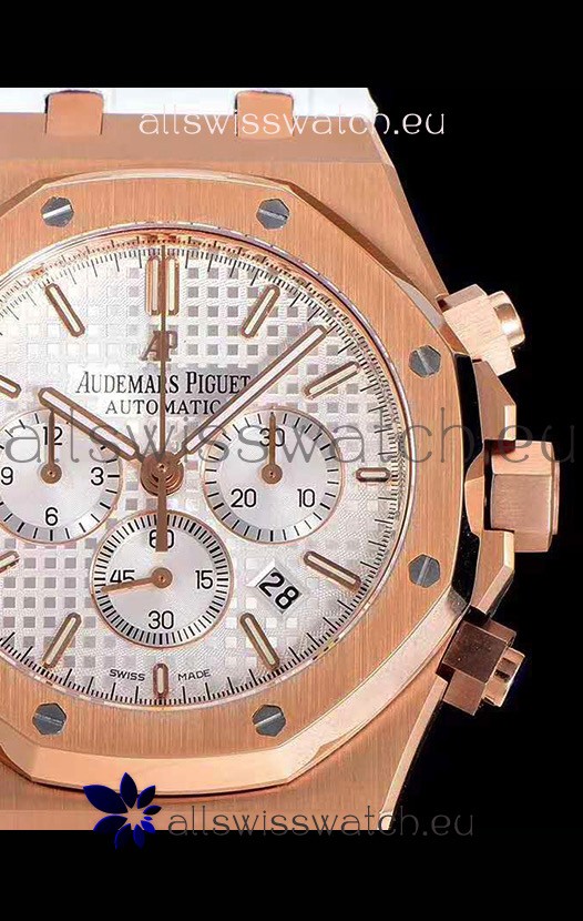 IMG_9081 Audemars Piguet Royal Oak Chronograph White Dial Rose Gold on 904L Steel - 1:1 Mirror Replica 8