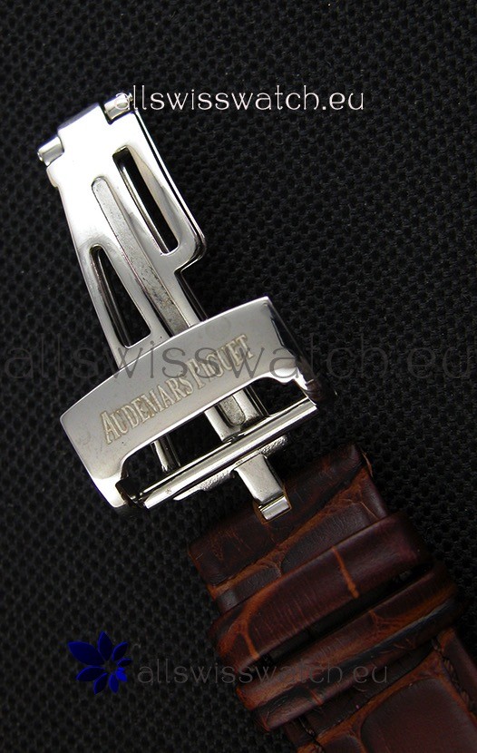 IMG_9081 Audemars Piguet Royal Oak 41MM Silver Dial Leather Strap - 1:1 Mirror Ultimate Edition Replica 8