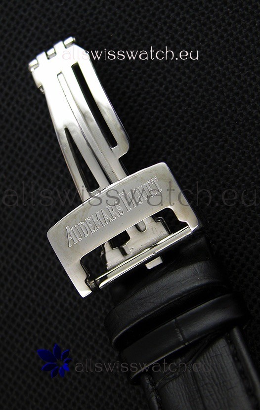 IMG_9081 Audemars Piguet Royal Oak 41MM Black Dial Leather Strap - 1:1 Mirror Ultimate Edition Replica 8