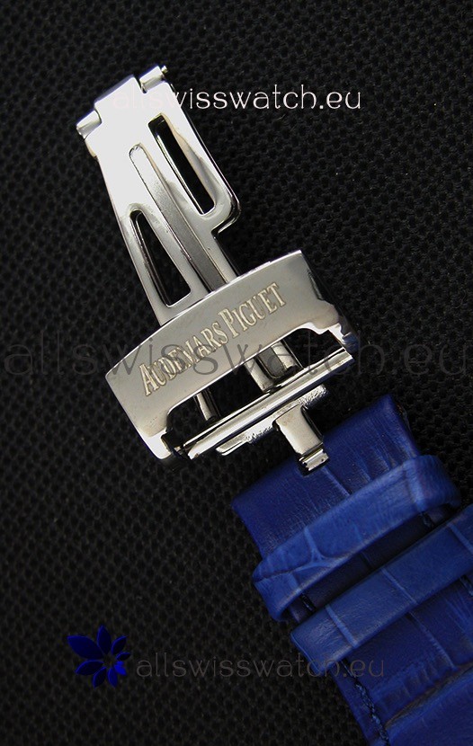 IMG_9081 Audemars Piguet Royal Oak 41MM Blue Dial Leather Strap - 1:1 Mirror Ultimate Edition Replica 8