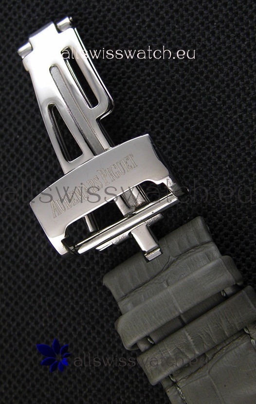 IMG_9081 Audemars Piguet Royal Oak 41MM Grey Dial Leather Strap - 1:1 Mirror Ultimate Edition Replica 8