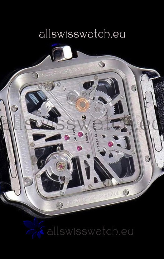 Cartier Santos DUMONT Skeleton in Stainless Steel Replica 8