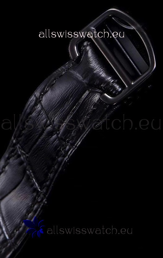IMG_9081 Cartier Santos DUMONT Skeleton in Black DLC Coated Casing Movement Replica 8