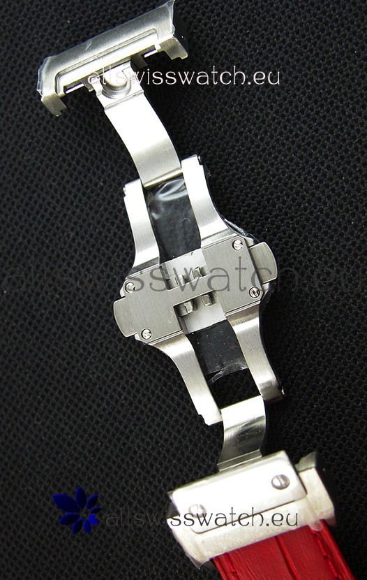 IMG_9081 Cartier Santos De Cartier 1:1 Mirror Red Strap 33MM Ladies Replica 8