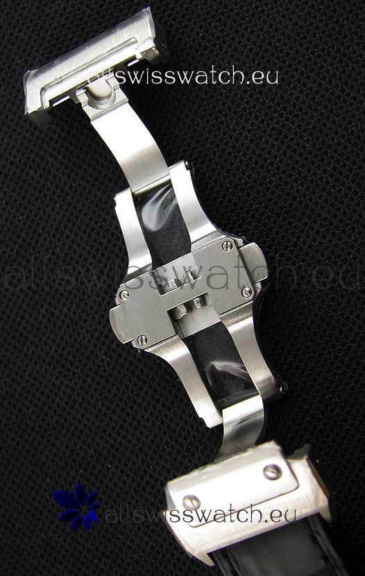 IMG_9081 Cartier Santos De Cartier 1:1 Mirror Black Strap 33MM Ladies Replica 8