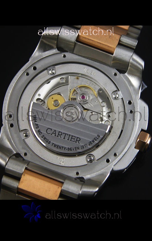 IMG_9081 Calibre De Cartier 42MM Black Dial Two Tone Case White Dial - 1:1 Mirror Replica 8