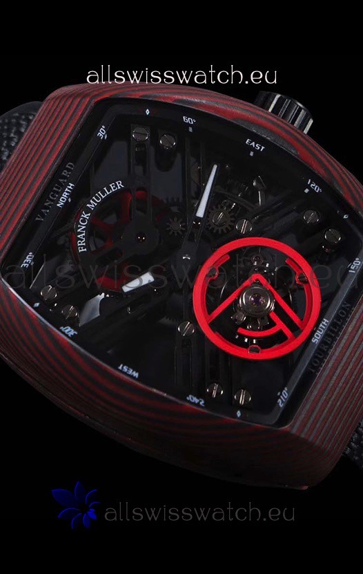 IMG_9081 Franck Muller Vanguard Skeleton Tourbillon Red Carbon Replica 8