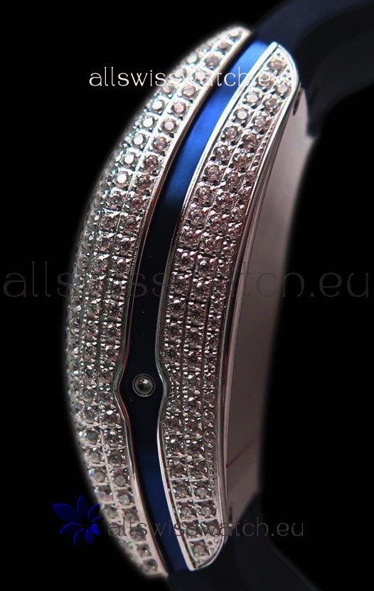 IMG_9081 Franck Muller Vanguard Chronograph 904L Steel Blue Dial with Diamonds Replica 8