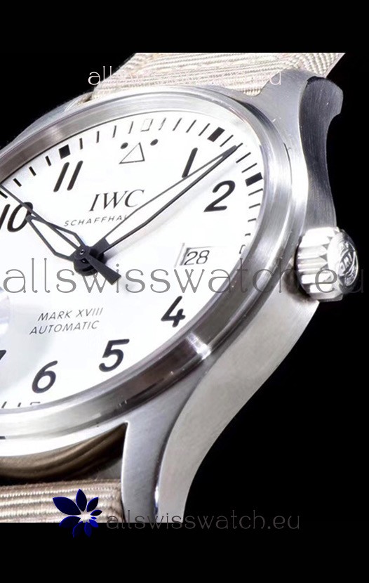 IWC Pilot's MARK XVIII Aviator 1:1 in 904L Steel Case - Beige Nylon Strap Replica 8