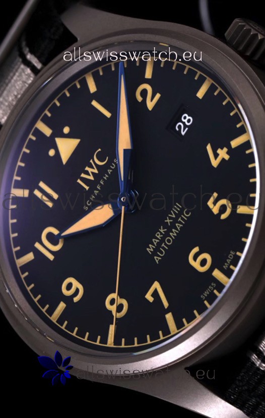 IMG_9081 IWC Pilot's MARK XVIII Heritage 1:1 904L Steel Casing Black Matte Finishing Replica 8