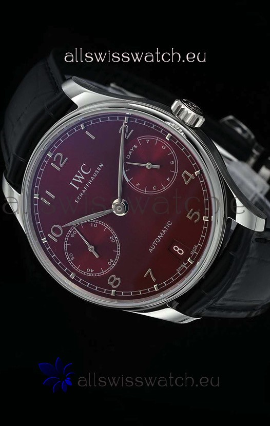 IMG_9081 IWC Portugieser IW500714 1:1 Mirror 904L Steel Burgundy Dial Replica 8