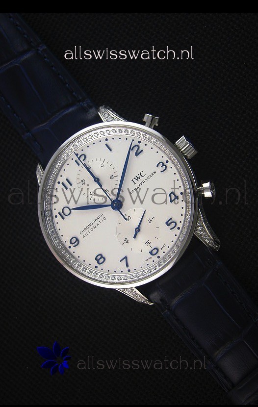 IWC Portuguese Chronograph White Dial with Diamonds 1:1 Mirror Replica 8