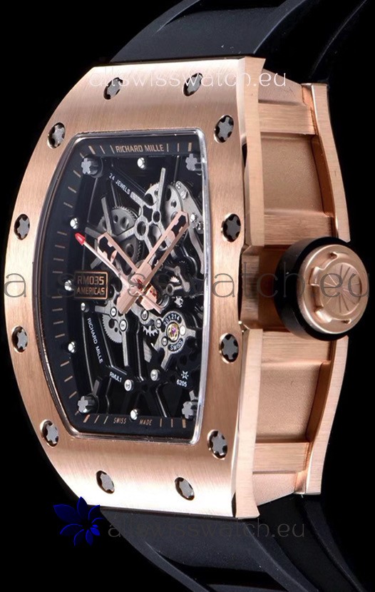 IMG_9081 Richard Mille RM035 AMERICAS 18K Rose Gold in Black Strap Replica 8