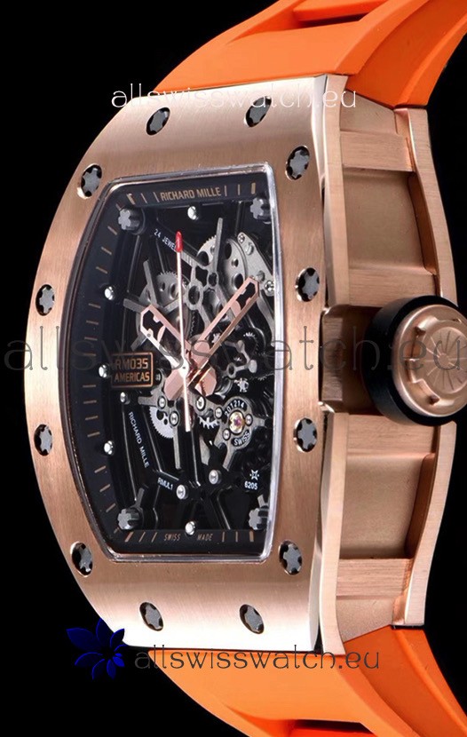 IMG_9081 Richard Mille RM035 AMERICAS 18K Rose Gold in Orange Strap Replica 8