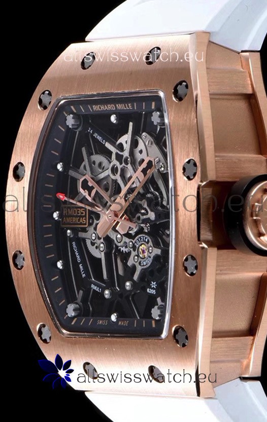 IMG_9081 Richard Mille RM035 AMERICAS 18K Rose Gold in White Strap Replica 8