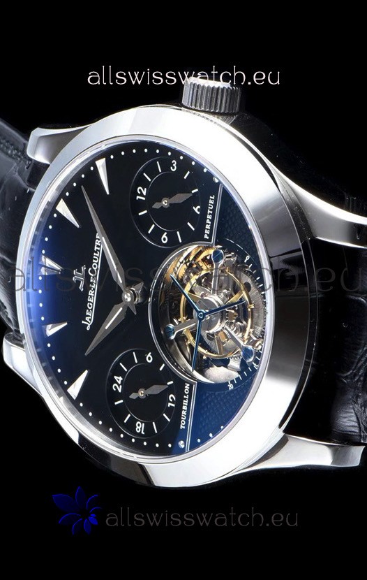 IMG_9081 Jaeger LeCoultre Perpetual Tourbillon 904L Steel Case Black Dial Replica 8