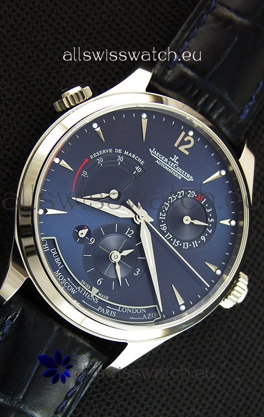 IMG_9081 Jaeger LeCoultre Master Geographic Power Reserve Steel Case Steel Blue Dial Replica 8