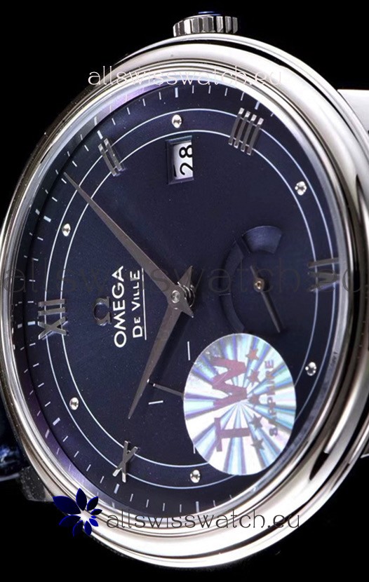 IMG_9081 Omega De Ville Prestige Power Reserve 904L Steel 1:1 Mirror Blue dial Replica 8