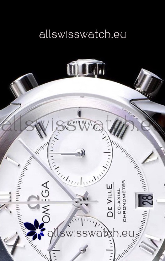 IMG_9081 Omega De Ville Chronograph 1:1 Mirror in White Dial 42MM Replica 8