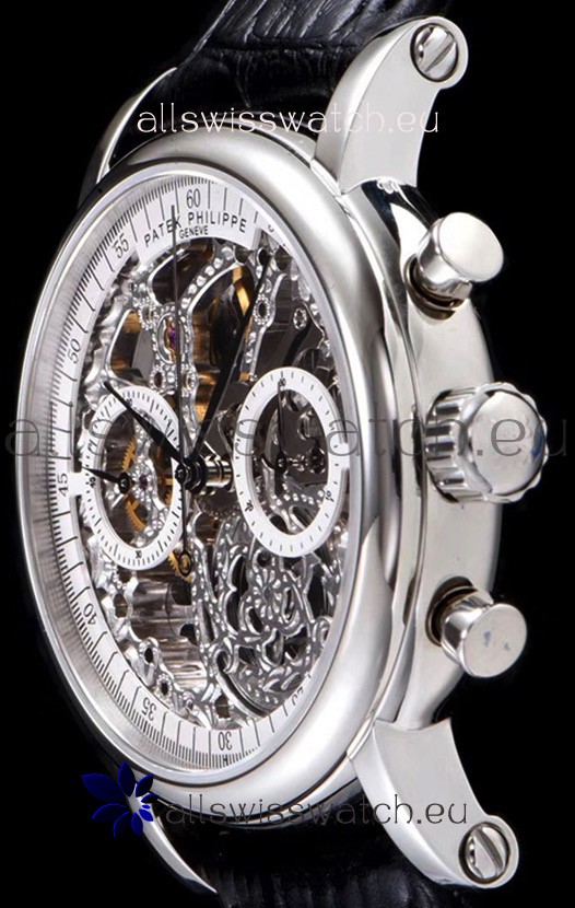 IMG_9081 Patek Philippe Complications Skeleton Chronograph in 904L Steel Case Replica 8