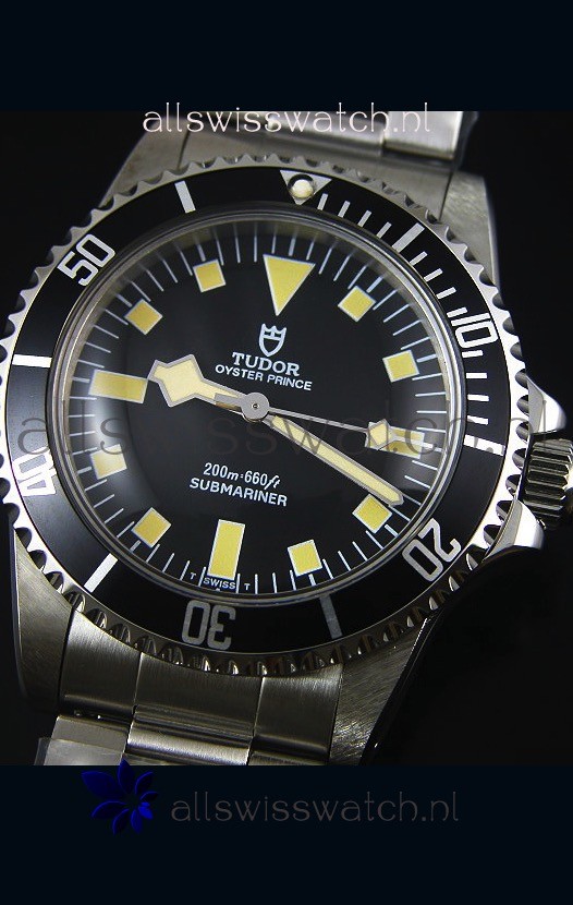 IMG_9081 Tudor Oyster Prince Vintage 200M Black Dial Squre Markers 1:1 Mirror Replica 8