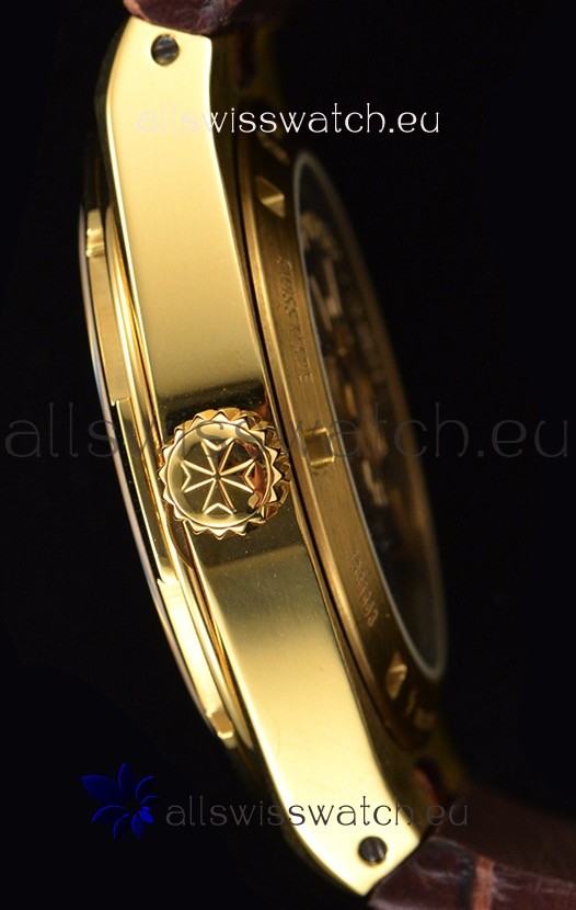 IMG_9081 Vacheron Constantin Overseas MoonPhase Yellow Gold in Brown Strap Replica 8