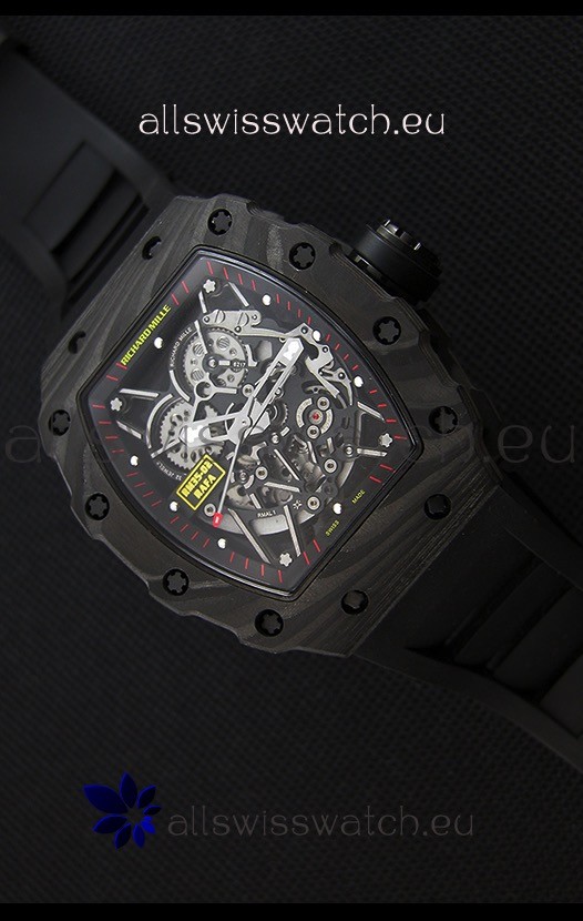 IMG_9081 Richard Mille RM35-2 Rafael Nadal Forged Carbon Case with Black Rubber Strap Replica 8