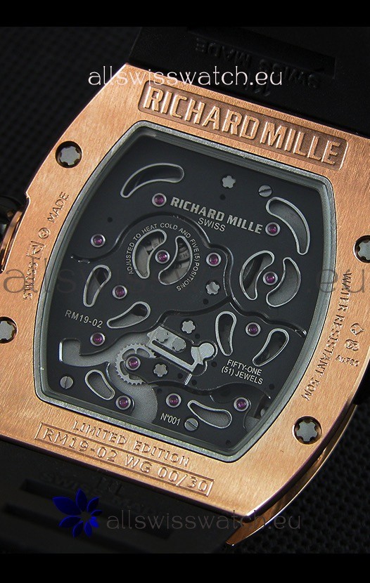 Richard Mille 19-02 Tourbillon Fleurin Pink Gold Replica 8