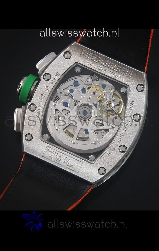 IMG_9081 Richard Mille RM011 Filipe Massa Titanium Casein Orange Nylon Strap Replica 8