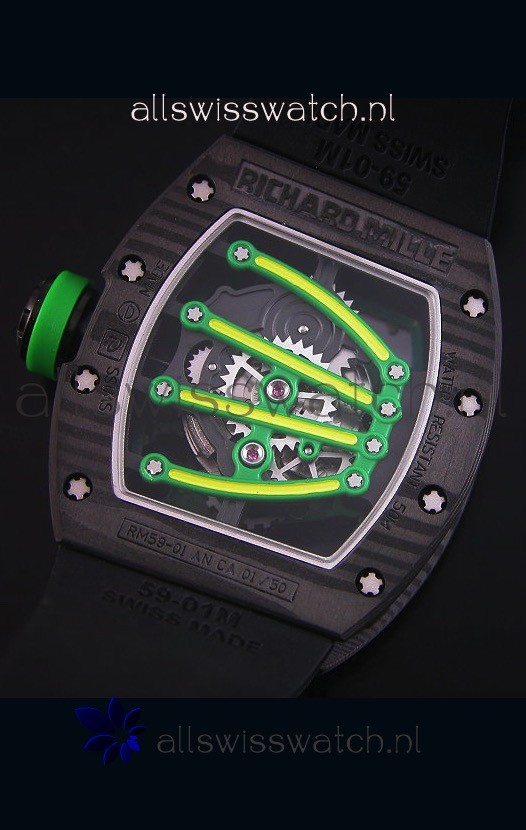 Richard Mille RM059 Yohan Blake Forged Carbon Casein Yellow Bezel Replica 8