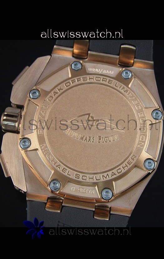 IMG_9081 Audemars Piguet Royal Oak Offshore Michael Schumacher Quartz Movement in Rose Gold Replica 8
