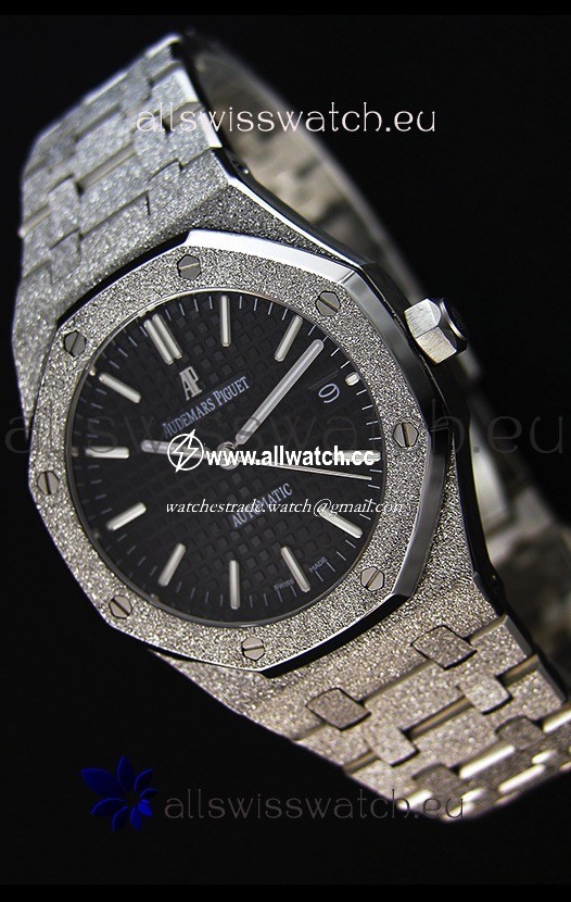 Audemars Piguet Royal Oak Frosted Self-Winding White Gold Black Dial 1:1 Mirror