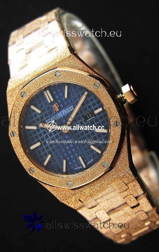 Audemars Piguet Royal Oak Frosted Rose Gold QUARTZ Navy Blue 33MM - 1:1 Mirror