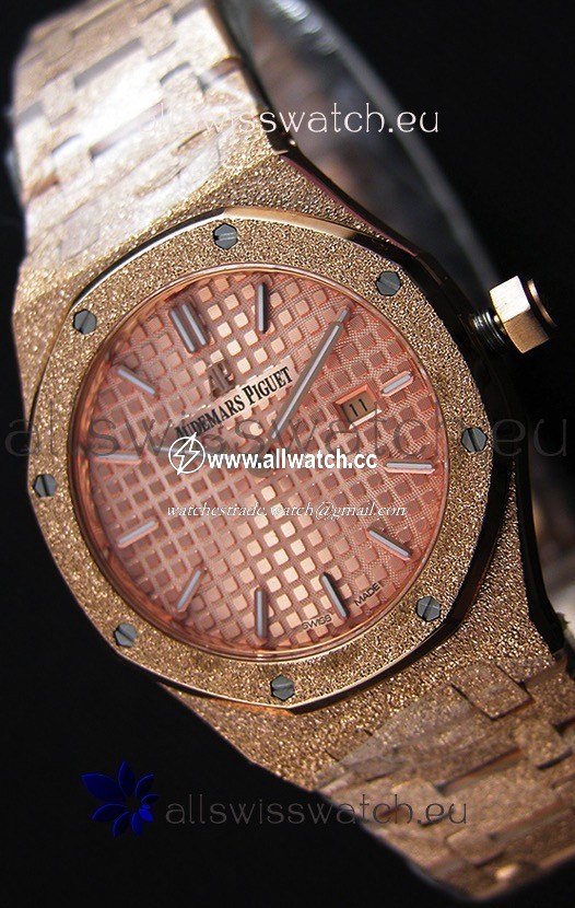 Audemars Piguet Royal Oak Frosted Rose Gold QUARTZ Champange Dial 33MM - 1:1 Mirror
