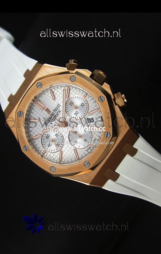 Audemars Piguet Royal Oak Chronograph in Yellow Gold in Polished White Dial
