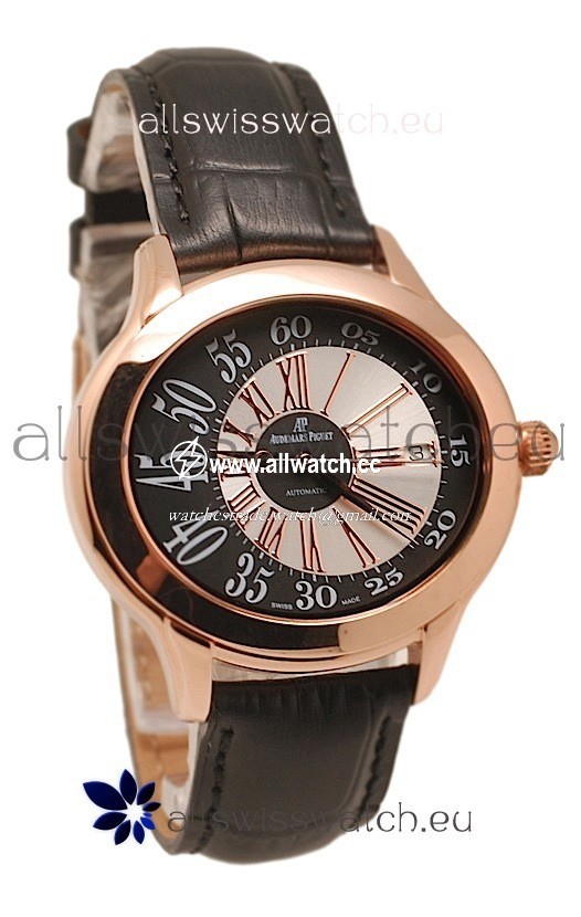 Audemars Piguet Millenary Hour and Minute Swiss Rose Gold in Black Strap