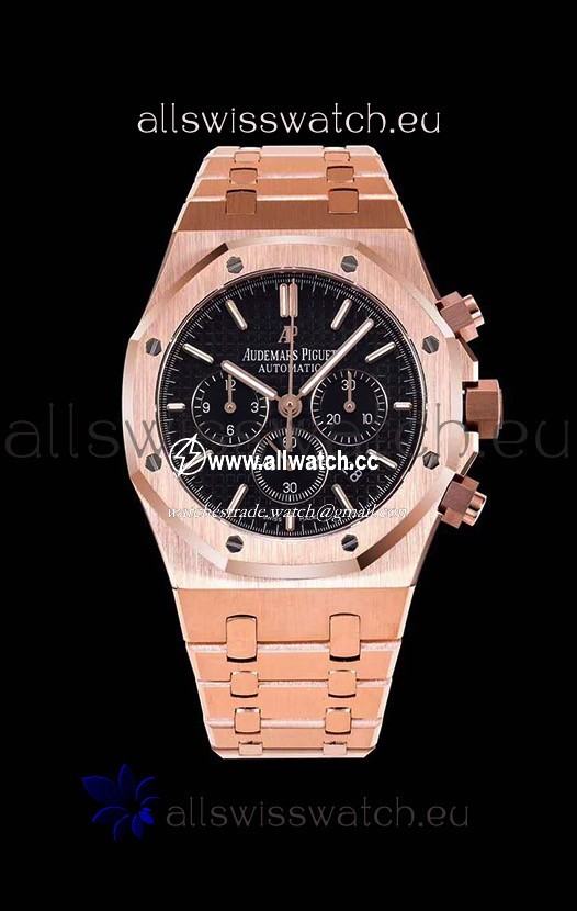 Audemars Piguet Royal Oak Chronograph Pink Gold Case Black Dial - 1:1 Mirror