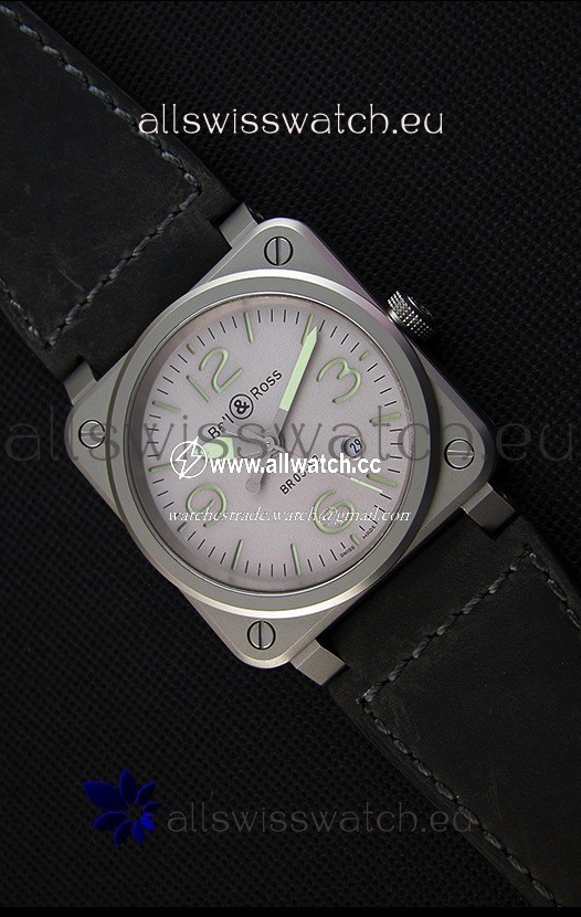 Bell & Ross BR03-92 Horolum Grey Dial Leather Strap1:1 Mirror