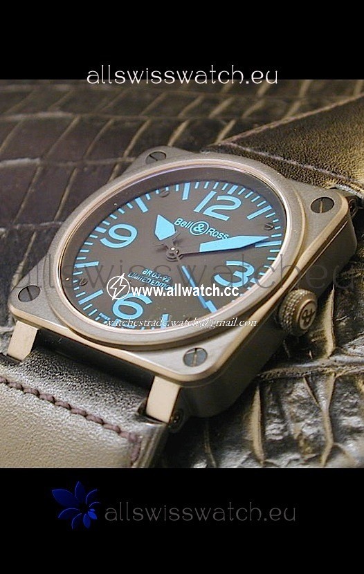 Bell and Ross BR01 92 in PVD Casing and Blue Markers