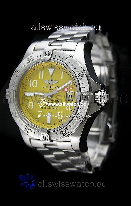 Breitling Chronomatin Steel Strap Yellow Dial